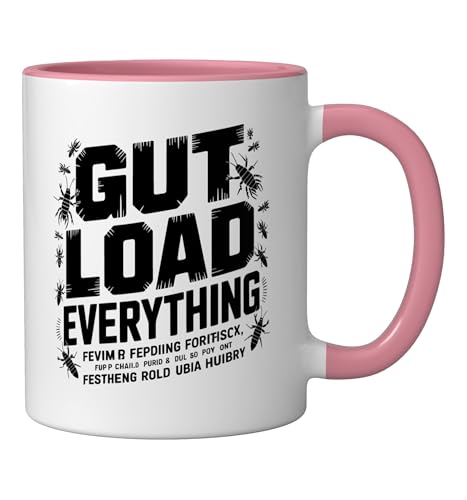 Veiled Chameleon Keeper Gut Loading Feeder Insects Insect Ceramic Mug, Pink/White - color: Pink/White
