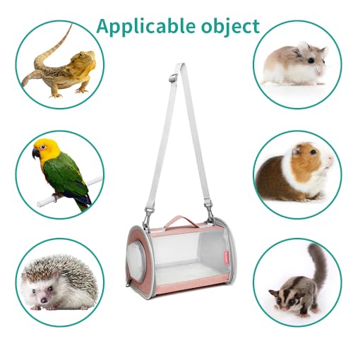Guinea Pig Carrier Travel Small Animal Carrier Bag Lizard Bird Rabbit Carrier Cage Squirrel Breathable Bag Portable Travel Hamster Small Pet Hangbag (Large, Pink) - color: pink, size: Large