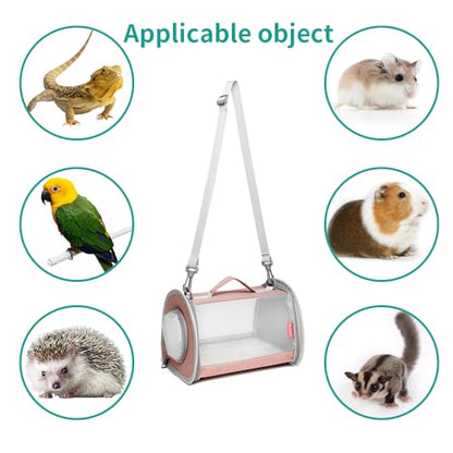 Guinea Pig Carrier Travel Small Animal Carrier Bag Lizard Bird Rabbit Carrier Cage Squirrel Breathable Bag Portable Travel Hamster Small Pet Hangbag (Large, Pink) - color: pink, size: Large
