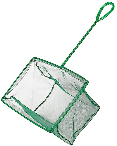 Pawfly Aquarium Fish Net with Braided Metal Handle Square Net with Soft Fine Mesh Sludge Food Residue Wastes Skimming Cleaning Net for Fish Tanks Small Koi Ponds and Pools - style: 10 Inch