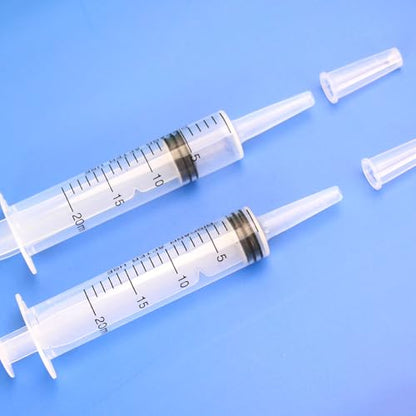 10 Pack 20ml Syringes Without Needle, Sterile & Individually Sealed, Large Plastic Syringes for Liquid, Precise Measuring for Pet Feeding, Scientific Labs & Dispensing - size: 20ml