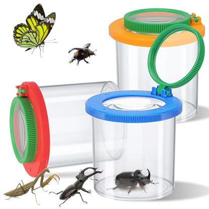 Coopay 3 Pcs Insect Bug Viewer for Kids - Bug Jars, Critter Insect Cage, Bug Container, Bug Catcher, Magnifying Insect Box for Children, Kids Science Nature Exploration Collecting Kit - style: 3 Pack Set