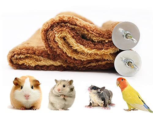 Fleece Winter Warm Rat Hammock, Double Layer Hanging Birds Nest Bed Tent with Warm Fleece, Bird Cage Stand Perch, Sleep Bed Cage Accessories for Rat, Guinea Pig, Chinchilla (Brown) - color: Brown