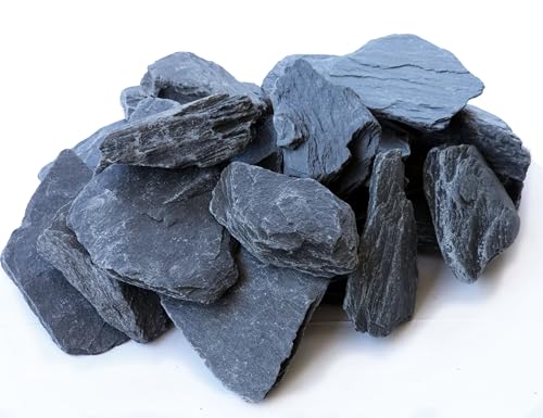 USA Natural Slate 3-5" for Aquariums, Reptiles, Terrariums, Miniatures 12lb | Hand sorted, tumbled & washed in the US by our family-owned small business. Great in paludariums, mosaics & fairy gardens too - size: 12 Pounds