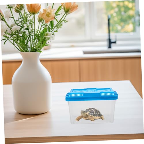 BESPORTBLE Portable Transparent Plastic Aquarium for Small Turtles Lightweight Travel Fish Tank with Lid Turtle Habitat and Easy to Clean Reptile Container for Pets