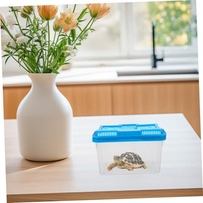 BESPORTBLE Portable Transparent Plastic Aquarium for Small Turtles Lightweight Travel Fish Tank with Lid Turtle Habitat and Easy to Clean Reptile Container for Pets