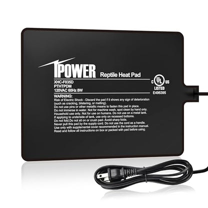 iPower Reptile Heat Pad 6X8 Inch 8W Under Tank Terrarium Warmer Heating Mat for Turtle, Lizard, Frog, Snake, Reptile, and Other Small Animals - size: 6 X 8 Inch, style: Heat Pad