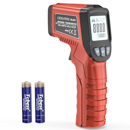 Infrared Thermometer Gun, Infrared Temperature Gun for Cooking, Laser Thermometer Gun -58℉~1076℉ with Adjustable Emissivity & Max/Min, Suitable for Industry, ovens, HVAC (Not for Human) - color: Red