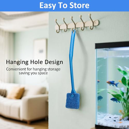 Fish Tank Cleaner with Five Sided Sponge Brush and Long Handle Aquarium Scrubber Alage Scraper for Glass Aquariums Terrarium Home Kitchen(3Pack) - size: 3 Pack