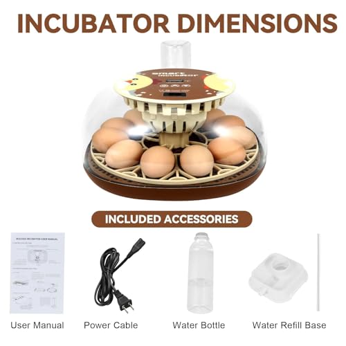 Nest I - 12 Egg Incubator for Beginners, Auto Egg Turning, Consistent Humidity with Auto-Refill Water Bottle & Stable Temp Control for Hatching Chicken, Goose, Duck, Quail, Pigeon, and Turkey - size: 12 Egg [Brown]