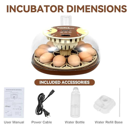 Nest I - 12 Egg Incubator for Beginners, Auto Egg Turning, Consistent Humidity with Auto-Refill Water Bottle & Stable Temp Control for Hatching Chicken, Goose, Duck, Quail, Pigeon, and Turkey - size: 12 Egg [Brown]