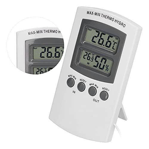 LCD Temperature Humidity Monitor Dual Screen Display, High Accuracy ±1% RH ±0.5°C with Memory Function, for Greenhouse Garden Wine Cellar Refrigerator Camping (182 Characters)