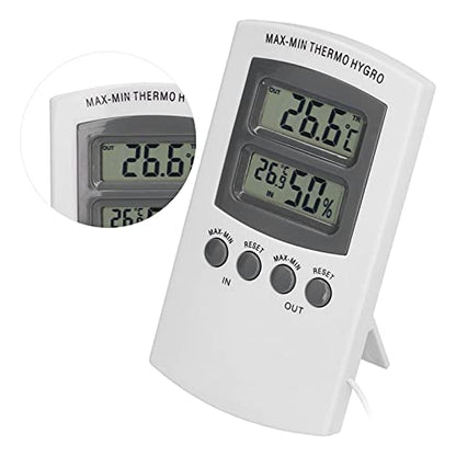 LCD Temperature Humidity Monitor Dual Screen Display, High Accuracy ±1% RH ±0.5°C with Memory Function, for Greenhouse Garden Wine Cellar Refrigerator Camping (182 Characters)