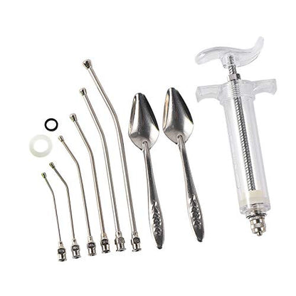 50ML Baby Bird Feeding Syringe Set with 6 Tubes and 2 Spoon | Feeding Tubes for Birds Parrot,Hand Baby Bird Feeder,Curved Gavage Tubes,Stainless Steel Metal Feeding Spoon - size: 50ML