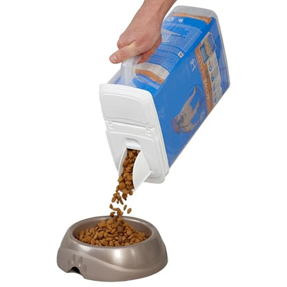 Buddeez Pet Food Storage Container 8 Quart Capacity Bird Seed Container | 8qt, keeps kibble fresh, durable, easy-pour lid, dog food container with handle, buddeez containers - color: White Lid, size: 1 Pack (8 Quart)