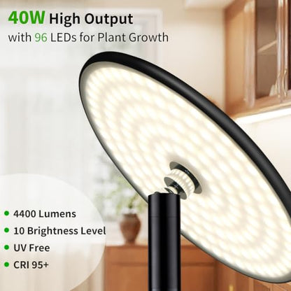 Grow Lights, 85" Full Spectrum Plant Light for Indoor Plants, 40W Grow Lamp, 10 Dimmable Brightness, Height Adjustable, Ideal for Large Tall Plants - color: 4000K, No Remote