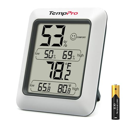 TempPro TP50 Digital Hygrometer Indoor Thermometer Room Thermometer | Humidity Meter Humidity Gauge with Temperature Humidity Monitor for House Office Celler Greenhouse RV (Previously ThermoPro) - size: Classic