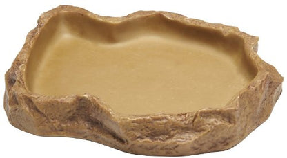 Exo Terra Reptile Feeding Dish – Natural Rock Look Food & Water Bowl for Lizards, Turtles, Snakes & Amphibians – Food-Grade Resin, Non-Porous, Easy Clean, Bacteria Resistant – Extra Large | Natural Rock Look Food & Water Bowl for Lizards, Turtles, Snakes