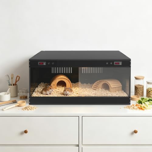 Reptile Terrarium with Temperature Controller, 39.4x19.7x19.7in PVC Enclosure for Leopard Gecko Bearded Dragon Snake Turtle