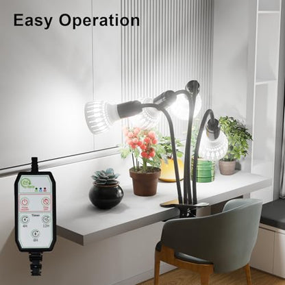 Grow Light,24W (160Watts Equiv) 5000K White Full Spectrum LED Growing Lamp Clip on Desk for Indoor Plants,Bulbs Replaceable & Non-dimmable (Black, 320W) - size: 320W