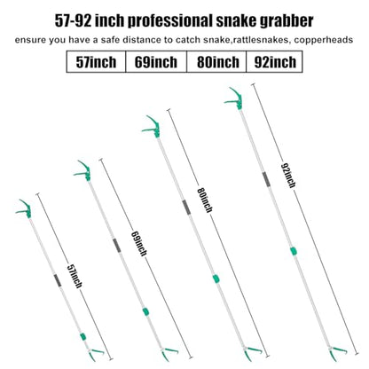 92" Extendable Snake Grabber Reptile Tongs Rattle Snake Catcher | Wide Jaw Handling Tool with Lock and Comfortable Grip - size: 92 inch