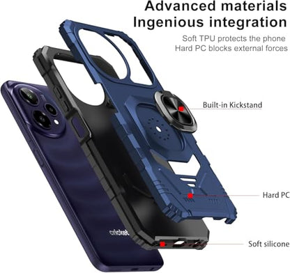 for Cricket Icon Pro SN512C 2026 Robotic Ring Stand Hybrid Cover Phone Case + Extreme Band (Blue) - color: Blue