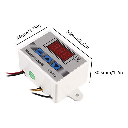 2PCS XH-W3002 Digital Temperature Controller -50 to 110 °C Programmable Heating Cooling Thermostat LED Display Thermostat Control Switch and NTC 10K Thermistor Sensors with Waterproof Probe