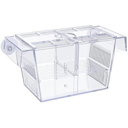 Pawfly Aquarium Fish Breeding Box Acrylic Hatchery Incubator Tank with Suction Cups Medium Isolation Box for Baby Fish Shrimp Betta and Guppy