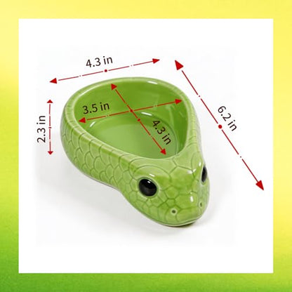 Reptile Water Dish, Ceramic Snake Water Bowl for Snake, Leopard Gecko, Bearded Dragon and Lizard, Reptile Bathing Pool Food Feeding Dish, Terrarium Tank Accessories (Cyan) - color: Cyan
