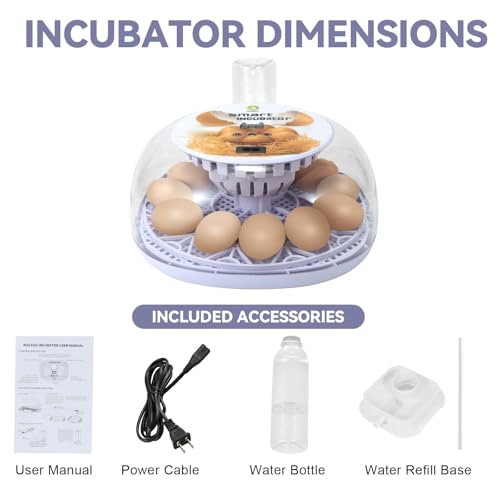 Nest I - 12 Egg Incubator for Beginners, Auto Egg Turning, Consistent Humidity with Auto-Refill Water Bottle & Stable Temp Control for Hatching Chicken, Goose, Duck, Quail, Pigeon, and Turkey - size: 12 Egg [White]
