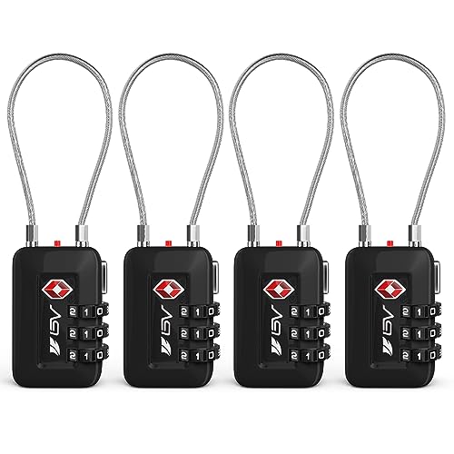 TSA Accepted Luggage Travel Lock, Set-Your-Own Combination Lock for School Gym Locker, Luggage Suitcase Baggage Locks, Filing Cabinets, Toolbox, Case (Black, 4 Pack) - color: Black 4-Pack