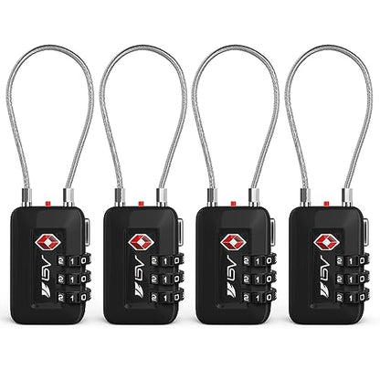 TSA Accepted Luggage Travel Lock, Set-Your-Own Combination Lock for School Gym Locker, Luggage Suitcase Baggage Locks, Filing Cabinets, Toolbox, Case (Black, 4 Pack) - color: Black 4-Pack