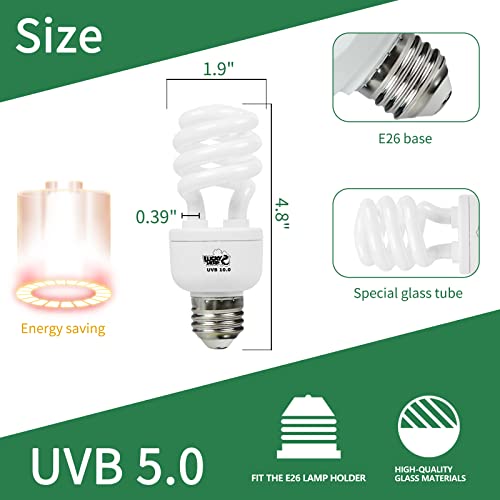 LUCKY HERP Reptile UVA UVB Light 5.0 13W Compact Fluorescent Tropical Terrarium Lamp - style: UVB5.0 13W