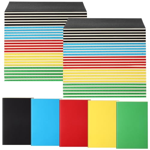 100 Pcs Journals Notebooks Bulk - Kraft Softcover A5 Small Notebooks 5.5 Inch x 8.3 Inch Notepads with 60 Page 30 Sheet for Writing Sketch Travel Office Supplies(Multicolor,Lined) - color: Multicolor, style: Lined