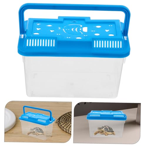 BESPORTBLE Portable Transparent Plastic Aquarium for Small Turtles Lightweight Travel Fish Tank with Lid Turtle Habitat and Easy to Clean Reptile Container for Pets