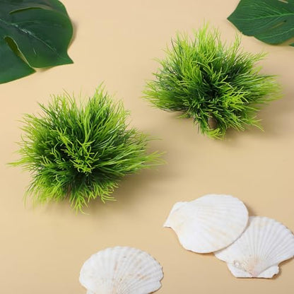 3 Pack Aquarium Plants, Realistic Plastic Fish Tank Plants Green Artificial Aquarium Decor Fish Tank Decorations for Aquascaping Reptile Terrariums
