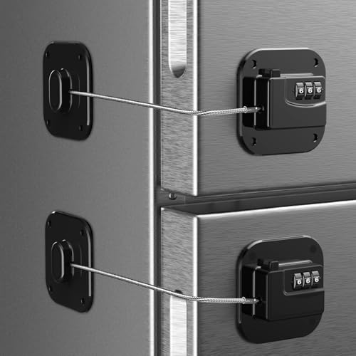 Refrigerator Lock, Fridge Locks for Kids, Freezer Lock with Code | Combination lock for Locker and Drawers, Cabinet Locks Baby Proofing, Oven Lock Child Safety, No Keys Needed (Black-2Pack ) - color: Black-2Pack