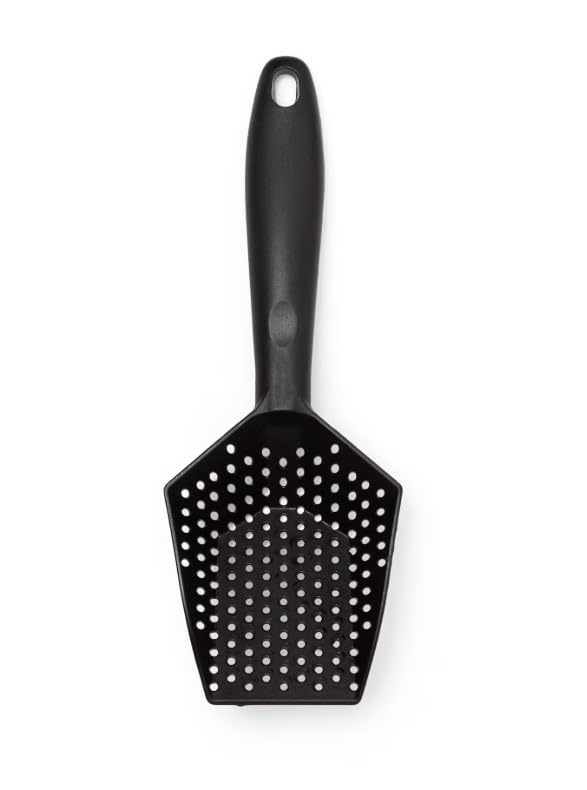 Reptile Sand Sifting Scoop Litter Shovel - Durable Metal Reptile Litter Cleaner Scooper with Black Non-Slip Handle, Fine Mesh Sifter for Lizard Substrate, Terrarium Sand & Waste Removal