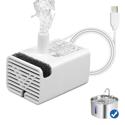Cat Water Fountain Pump Replacement JY-830 Submersible Motor | Cat Fountain Pump Replacement,Fountains Pump for Stainless Steel Cat Dispenser,Ultra Quiet Dog Drinking Fountain Pump - size: Regular
