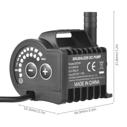 Submersible, 12V 10W 700L H 8 Levels Adjustable with Suction Cup Base and 5521 DC Female Plug, for Fish Aquarium Pet Drinking Water Garden Pond Fountain (#1) - size: #1