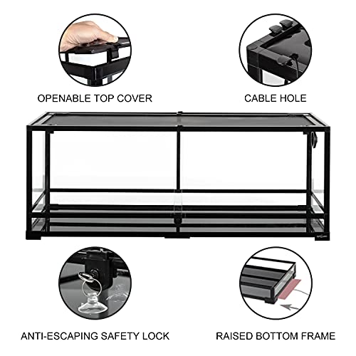 REPTI ZOO 67 Gallon Reptile Large Terrarium Newly Upgraded All Glass 48" x 18" x 18" Double Hinge Door with Top Ventilation Reptile Terrarium(Knock-Down) - color: Reptile Terrarium - Double Hinge Door