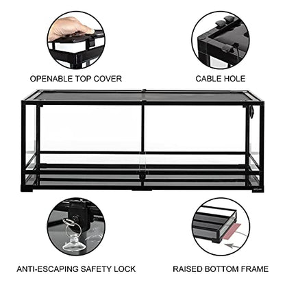 REPTI ZOO 67 Gallon Reptile Large Terrarium Newly Upgraded All Glass 48" x 18" x 18" Double Hinge Door with Top Ventilation Reptile Terrarium(Knock-Down) - color: Reptile Terrarium - Double Hinge Door