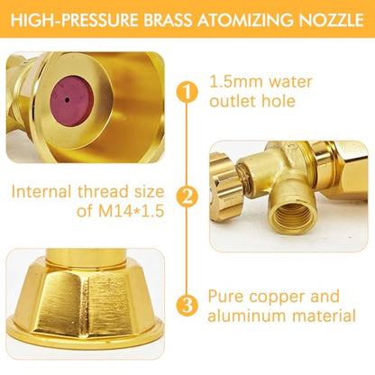 Brass Atomizing Nozzle - Adjustable, High-Pressure Irrigation Spray Misting Sprayer for Agricultural Spraying, Sprinkler Nozzle for Garden, Lawn - Water for Plant