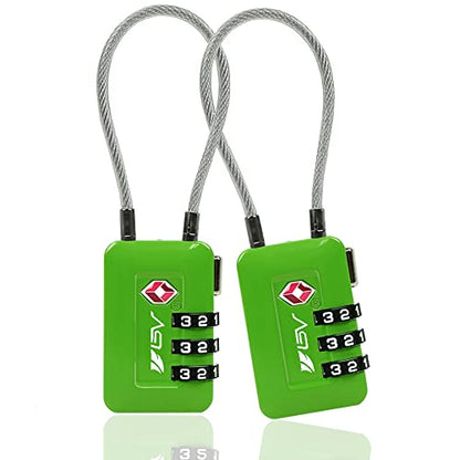 TSA Accpeted Luggage Travel Lock, Set-Your-Own Combination Lock for School Gym, Golf Bag, Locker, Luggage Suitcase Baggage Locks, Filing Cabinets, Toolbox, Case (Green, 2 Pack) - color: Green 2-Pack