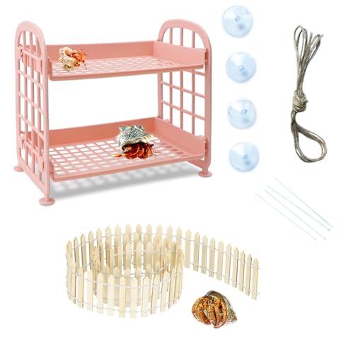 Hermit Crab Accessories: Reptile Ladder, Plastic Grid Habitat, Hammock for Hermit Crab, Hamster, Guinea Pig (Pink) - style: Modern