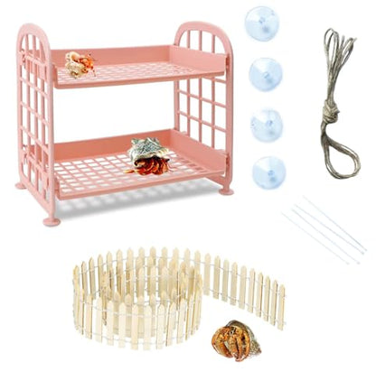 Hermit Crab Accessories: Reptile Ladder, Plastic Grid Habitat, Hammock for Hermit Crab, Hamster, Guinea Pig (Pink) - style: Modern