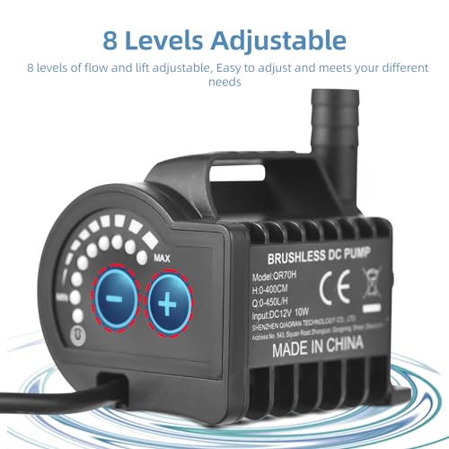 Submersible, 12V 10W 700L H 8 Levels Adjustable with Suction Cup Base and 5521 DC Female Plug, for Fish Aquarium Pet Drinking Water Garden Pond Fountain (#2) - size: #2