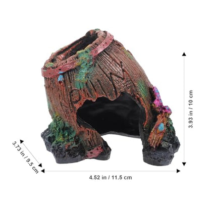 Resin Lizard Hideout and Reptile Hide Cave Decorative Habitat Shelter for Terrarium, Slant Barrel Design Reptile Tank Decor for Lizards, Turtles, and Amphibians