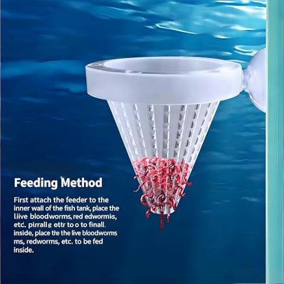 2Pcs White Cone Fish Feeder Cups with Suction for Aquarium Tanks | white cone fish feeder aquarium suction cup red worm feeder cup tank feeding dish 2pcs fish supplies