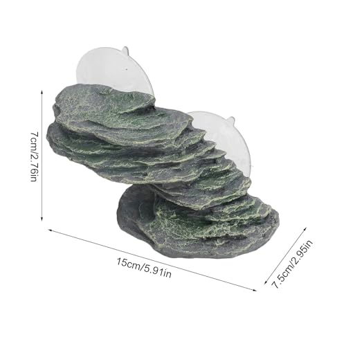 Tortoise Climbing Platform, Tortoise Resin Dock Resting Rock Reptile Habitat Ornament Floating Ledge Aquarium Decoration with Suction Cup for Lizard